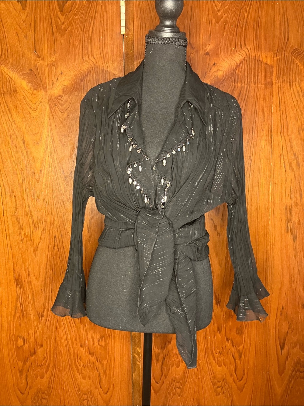 Vintage Y2K Fashion Bug Whimsigoth Sheer Shimmer Blouse XL